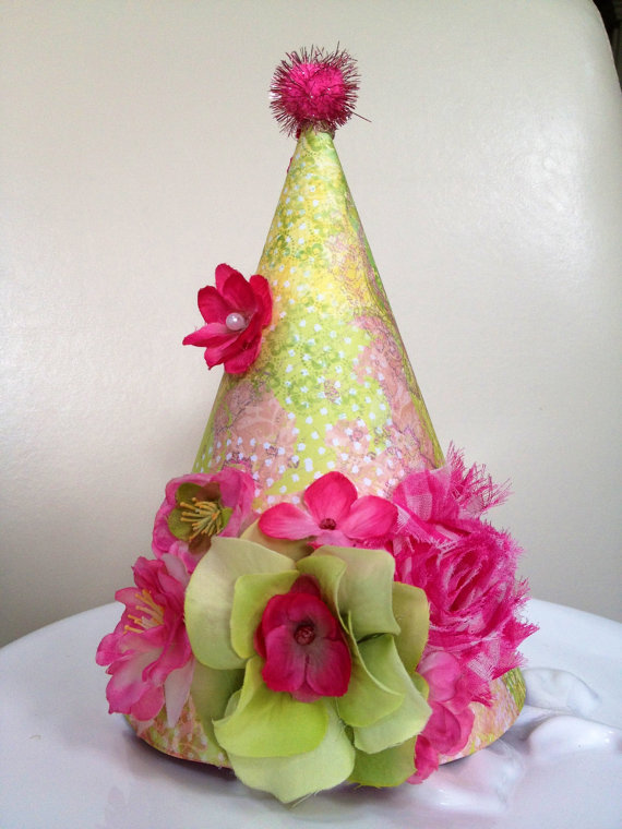 Girls Pink Fairytale Birthday Hat, Photo Prop, Special Occasion, First Birthday Hat, Toddler Birthday Hat